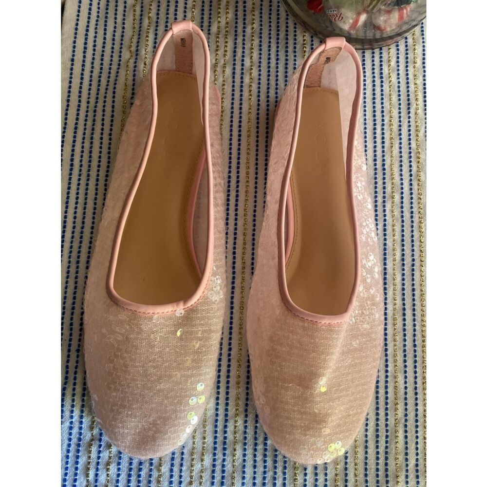 Aqua Sequin Embellished Ballet Flats in Light Pink Sz 8 - Picture 5 of 10